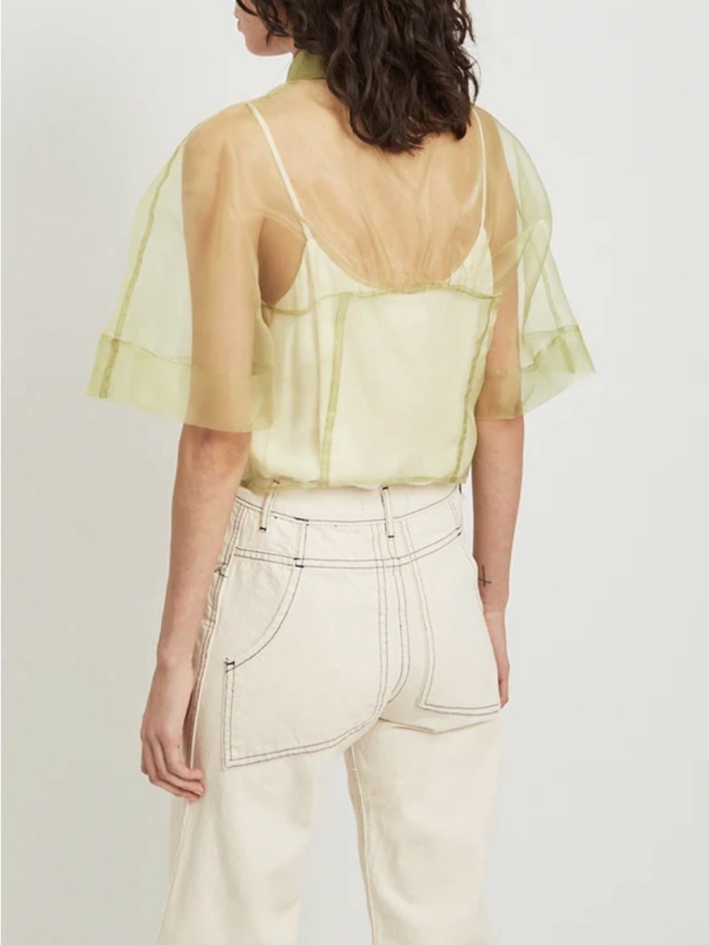 Eckhaus Latta SS18 float blouse made of sheer synthetic organza Sz S - Picture 2 of 10
